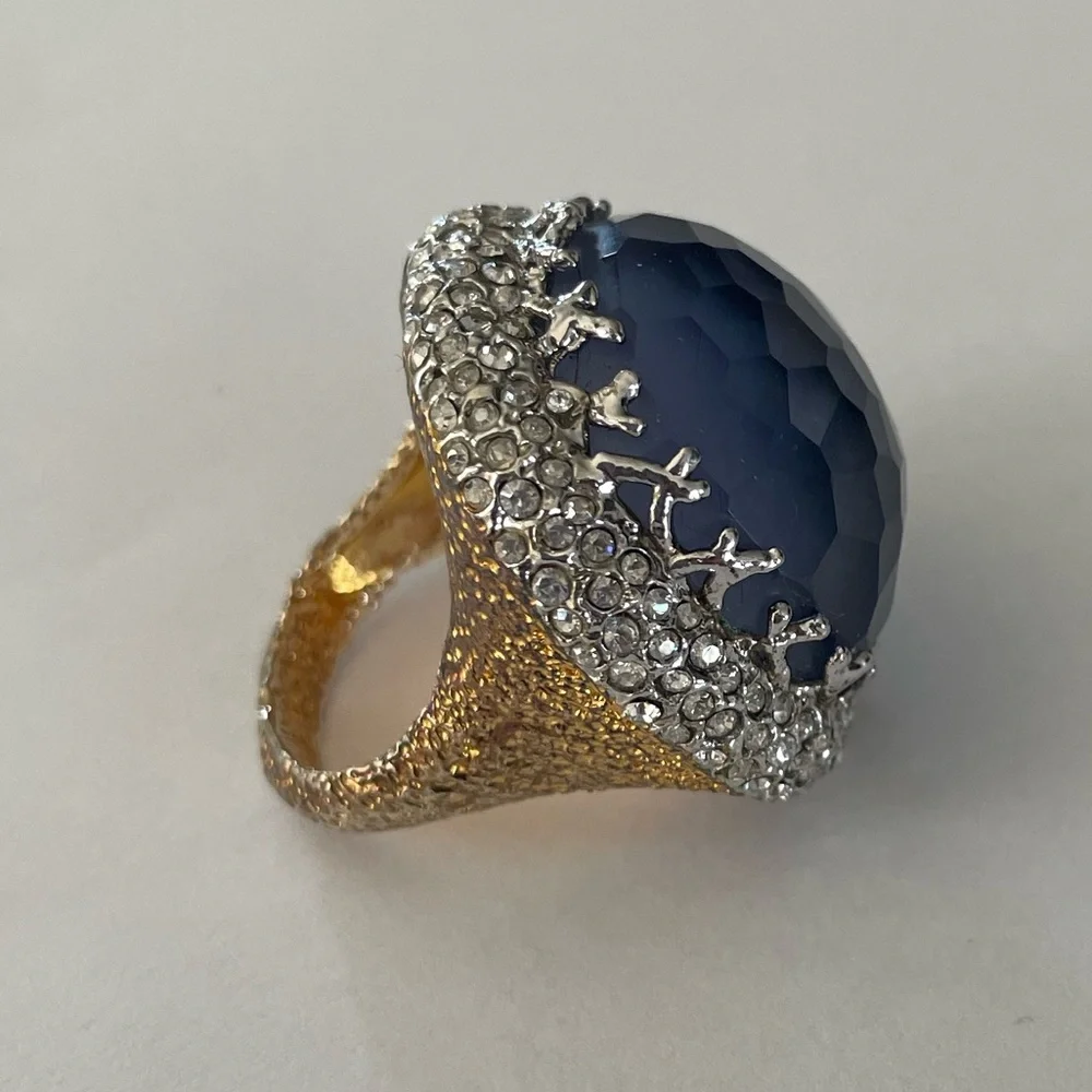 Alexis Bittar Blue Stone crystal ring-Size 7 - Picture 10 of 13